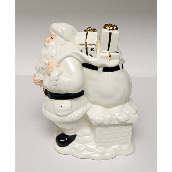 Home For The Holiday Porcelain Egg-Shaped Musical Box Revolving Nativity/Santa - Picture 6 of 16